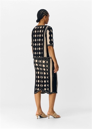 Wasila knit ss cardigan Sandshell/Black Object 